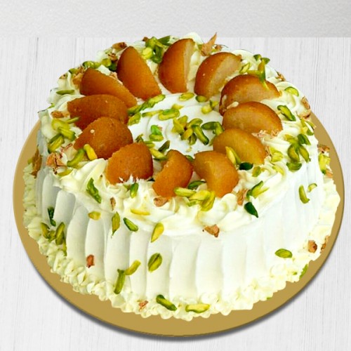 Kesar Pista With Gulab Jamun Cake